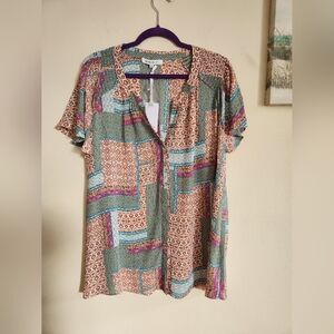 Rose + Olive floral plus size boho top 2X NWT
